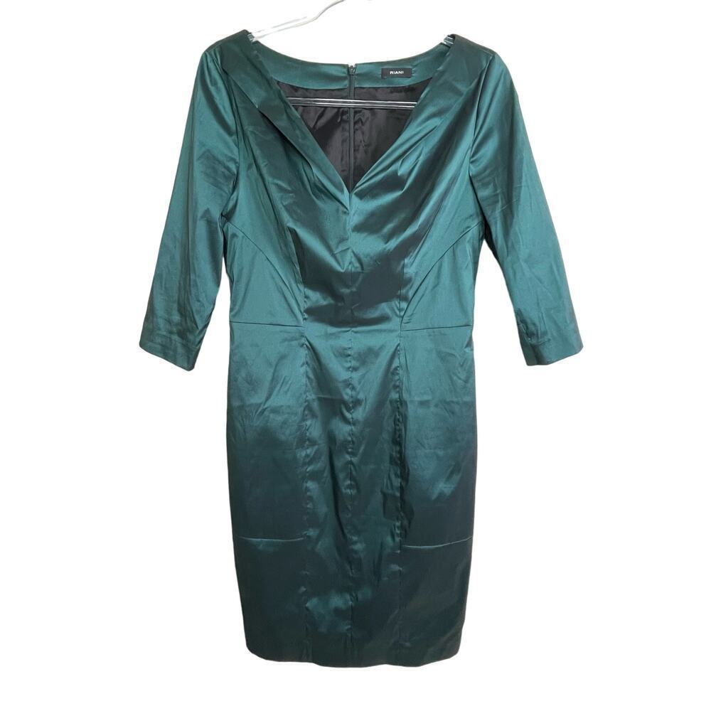 Riani Jewel‎ Green Shift Dress Size US 8 3/4 Sleeve